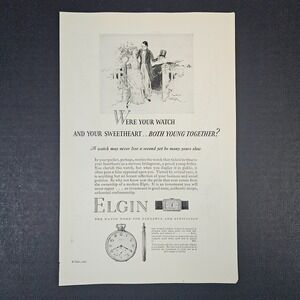 1927 Elgin Watch‎ Vintage Print Ad Young Debonair Couple Wristwatch Gentleman